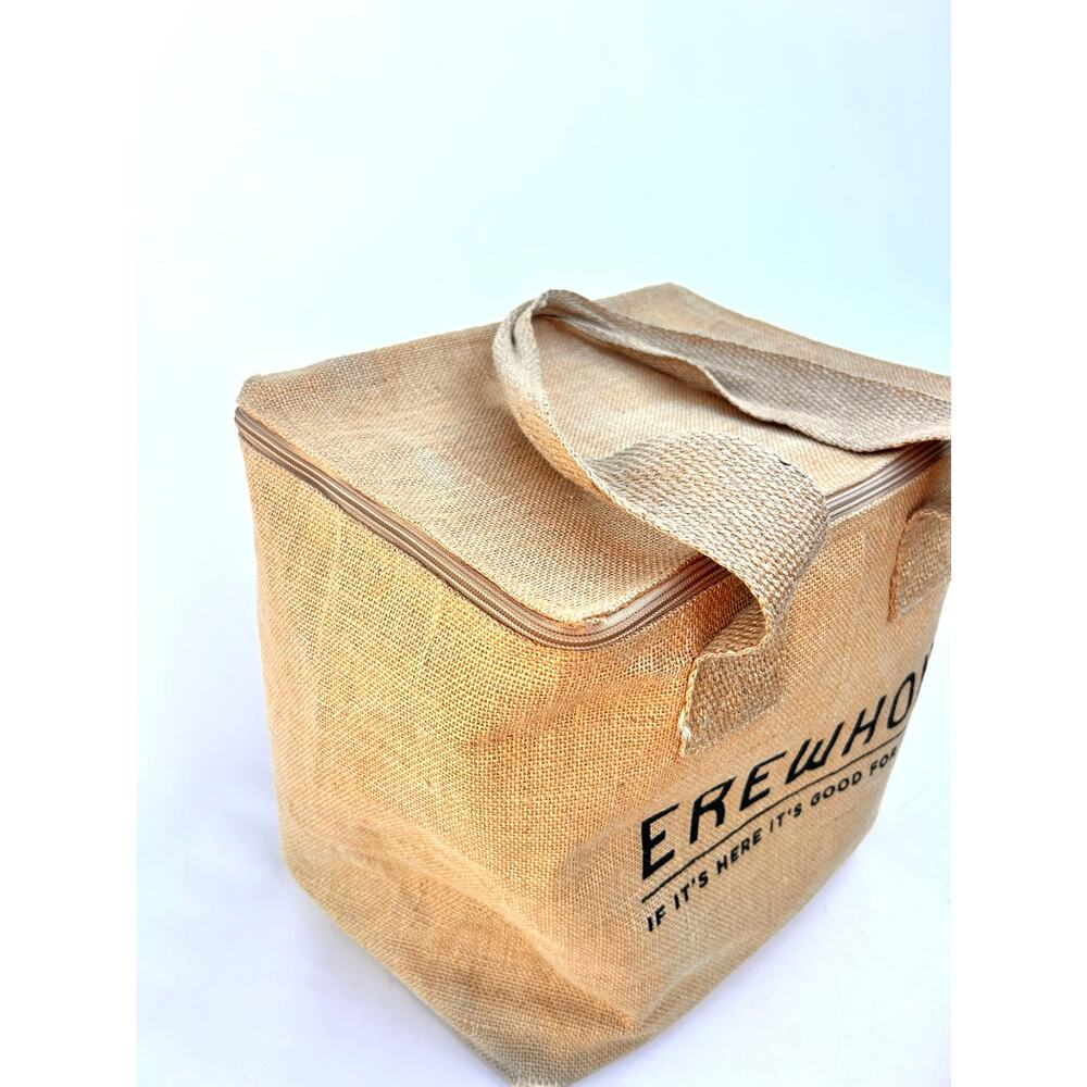 Erewhon Insulated Tote Bag Jute Woven Tan Farmers Market Cooler LA - Picture 4 of 10